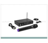 Omnitronic VHF-101 - Sistema radiomicrofono 215.85MHz, unità di ricezione e microfono a mano con tecnologia PLL