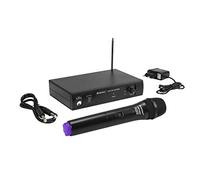 Omnitronic VHF-101 - Sistema radiomicrofono 215.85MHz, unità di ricezione e microfono a mano con tecnologia PLL