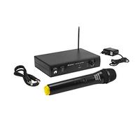 Omnitronic VHF-101 - Sistema radiomicrofono 215.85MHz, unità di ricezione e microfono a mano con tecnologia PLL
