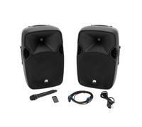 OMNITRONIC XFM-212AP Set altoparlanti attivi a 2 vie con microfono wireless