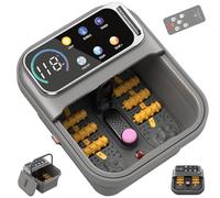 Omnqira Vasca idromassaggio pieghevole per piedi con calore e bolle, vasca portatile con touch screen XL, controllo della temperatura e rulli massaggianti, pedicure a casa per alleviare lo stress