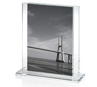 OMODOMO - Cornice di Cristallo per Foto 13x18 cm Realizzata a Mano in Italia. Portafoto da Tavolo Simple, Idea Regalo Unica per Anniversario Matrimonio, Laurea, Nozze d'oro e Occasioni Speciali.