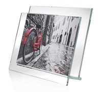 OMODOMO - Cornice di Cristallo per Foto 15x10 cm Realizzata a Mano in Italia. Portafoto da Tavolo Side by Side, Idea Regalo Unica per Anniversario Matrimonio, Laurea, Nozze d'oro, Occasioni Speciali