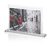 OMODOMO - Cornice di Cristallo per Foto 24x18 cm, Realizzata a Mano in Italia. Portafoto da Tavolo, Idea Regalo per Anniversario Matrimonio, Laurea, Nozze d'oro, Cresima. Modello Trilux.