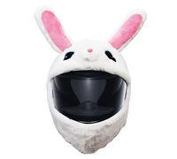 Omoojee Copri casco da moto, decorazione divertente per casco, corse e regali divertenti (animale di peluche, coniglio bianco)