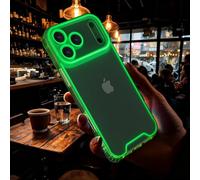 Omorro Custodia trasparente per iPhone Pro Max che si illumina al buio | Noctilucent Space Nebula Slim Fit Cover protettiva antigraffio sottile verde traslucido
