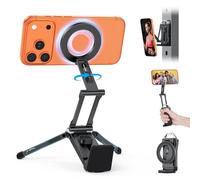 OMOTON Alluminio Treppiede Magnetico per Telefono, Girevole a 360° per Treppiede MagSafe, Compatibile con iPhone 17/16/15/14/Pro Max Air, Ideale per Palestra, Vlog, Aereo, Accessori da Viaggio, Nero