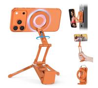 OMOTON Alluminio Treppiede Magnetico per Telefono, Girevole a 360° per Treppiede MagSafe, Per iPhone 17/16/15/14 Pro Max Air, Ideale per Palestra, Vlog, Aereo, Accessori da Viaggio, Arancione