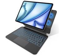 OMOTON Custodia tastiera per iPad Air 11 (M3/M2, 2025/2024)/Air 5/4 con Trackpad, Magic Keyboard per iPad Pro 11" (4/3/2/1 Gen) francese AZERTY ISO-FR, 7 colori retroilluminati, portatile, nero