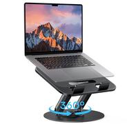 OMOTON Supporto per computer portatile, base in metallo resistente, girevole a 360°, supporto ergonomico pieghevole per lavoro collaborativo, adatto a MacBook e laptop fino a 15", nero classico