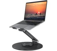 OMOTON Supporto per laptop con base girevole a 360°, pieghevole, doppio gambo per la collaborazione, adatto per MacBook Pro, Laptop. fino a 16 pollici, nero
