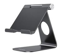 OMOTON Supporto per Tablet in Alluminio, Supporto per Tablet Regolabile e Resistente, con Comoda Porta di Ricarica, Compatibile con iPad 10.9/10.2, iPad Pro 13/12.9 e Altri fino a 13 Pollici, Nero