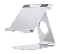 OMOTON Supporto per Tablet in Alluminio, Supporto per Tablet Regolabile e Resistente, con Comoda Porta di Ricarica, Compatibile con iPad 10.9/10.2, iPad Pro 13/12.9 e Altri fino a 13 Pollici, Argento