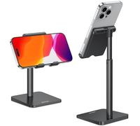 OMOTON Supporto per telefono cellulare, supporto per smartphone verticale scrivania, supporto per telefono in altezza per iPhone 13 Pro/13/12 Mini/12 Pro/12, altri smartphone, nero