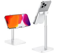 OMOTON Supporto per telefono cellulare, supporto per smartphone verticale scrivania, supporto per telefono in altezza per iPhone 13 Pro/13/12 Mini/12 Pro/12, altri smartphone, bianco