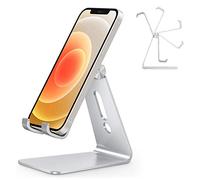 OMOTON, supporto per telefono da scrivania, multi-angolo, regolabile, supporto per cellulare in alluminio, compatibile con iPhone 13 Pro/13/12 Pro Max/12/11 Pro/XR, argento