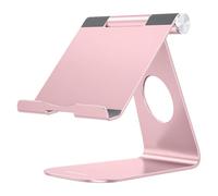 OMOTON Supporto Tablet Regolabile, Porta Tablet, Dock da Tavolo per Corsi Online e Video, Universale Stand in Alluminio per iPad Air 5, iPad 10, Pro 12.9, Samsung Galaxy Tab, Altri Tablet, Oro Rosa