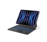 OMOTON Tastiera per iPad Air 13" 2024 (M2), iPad Pro 12.9" 6e/5e/4e/3e Gen, Magic Keyboard con Trackpad Multi-Touch e Retroilluminazione, Cover Pro 12.9 con Tastiera AZERTY, Nero