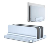 OMOTON [Versione aggiornata doppio supporto verticale per computer portatili, doppio supporto per laptop con dock regolabile (per laptop fino a 17,3 pollici) per tutti i MacBook Air/Pro (celeste)