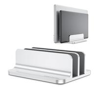 OMOTON [Versione aggiornata doppio supporto verticale per computer portatili, doppio supporto per laptop con dock regolabile (per laptop fino a 17,3 pollici) per tutti i MacBook Air/Pro (argento)