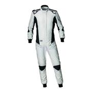 Omp Racing Force Spa Tuta da corsa tecnica Super Light, ignifuga ad alte prestazioni, comfort ergonomico, omologazione FIA, verde/giallo fluo, colore: bianco/antracite, taglia 60