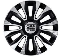 Omp Speed Copricerchi Modello Magnum Nero/Argento/Carbonio, 14 Pollici, Set di 4