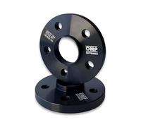 OMP Speed Gioco di 2 Distanziali Doppio Centraggio Spessore: 15mm PCD: 5x100 CB: 57.1 OD: 139 Bulloni x20 M14x1.5 Conici + 14x1.5 Sferici + Antifurto Nero Alluminio - OMPS08401501