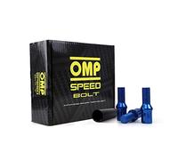 OMP SPEED Set 20 bulloni ruota con chiave filettata lunga M14X1.5 metrica 17/19 di 27 mm di colore blu e materiale DIN 10.9