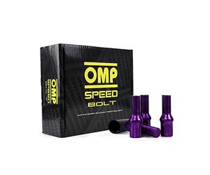OMP SPEED Set 20 bulloni ruota con chiave filettata lunga M14X1.5 metrica 17/19 di colore viola da 27 mm e materiale DIN 10.9
