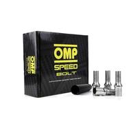 OMP SPEED Set 20 Bulloni Ruota con M14X1.5 Metrico 17/19 Filettatura Lunga 27MM Colore Argento e Materiale DIN 10.9