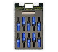 OMP SPEED Set 20 viti a ruota nere con metrica M12X1.25 chiave da 17-19 lunghezza filettata da 28 mm con protezione blu in alluminio 7075 + DIN 12.9