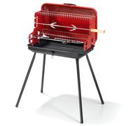 Barbecue a Carbone a Valigetta 28x46 Richiudibile in Acciaio con Griglia e Spied