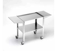 Carrello in Acciaio Inox con Mensole Laterali Richiudibili e Ruote Ompagrill