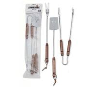 Ompagrill set 3 attrezzi per barbecue pinza paletta e forchettone in acciaio ino