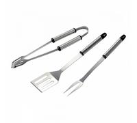 OMPAGRILL - Set 3 Pezzi Barbecue Acciaio Inox 03360 | 36cm | Pinza, Paletta e F