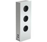 ompi Power Torre G acciaio inox, vetro bianco, 3 x Schuko presa, 2 x USB fori per abstandde femmina, 42010102200