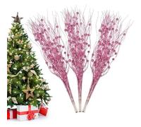 Ompinda 10 rametti artificiali glitterati per albero di Natale, ramoscelli glitterati con bastoncini di perline, per decorazione dell'albero di Natale, decorazioni per le vacanze e decorazioni per la