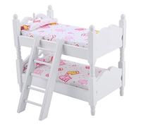 Omquot 1:12 Casa delle Bambole Mini Letto a Castello Mobili Bambola, Realistici e Squisiti, Sviluppare la capacità Cognitiva dei Bambini, Giocattoli per Bambini Legno Fragola Rosa (Rosa)