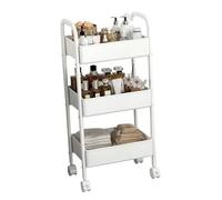 Omquot Carrello a 3 livelli, efficiente scaffale con ruote per cucina, camera da letto, ufficio, bianco