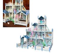 Omquot Casa delle bambole fai da te, lissimo castello da principessa dei sogni con mobili per ragazze, gioco fantasioso, villa luminosa per Natale, compleanno, regalo