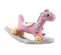 Omquot Cavallo a Dondolo per Bambini Sopra i 3 Anni Design Multifunzionale Sicuro e Robusto per Giochi in Plastica Al Coperto (Rosa)