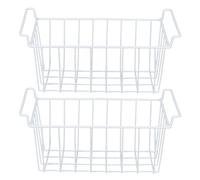 Omquot Cestini in filo metallico per congelatore, antiruggine, organizer grande per dispensa, materiale: filo di acciaio, rivestimento in PE, confezione da 2 pezzi (lunghezza 48,5 cm x larghezza 24,5