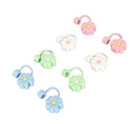 Omquot Coperture per cannucce decorative riutilizzabili in silicone per lo shopping delle feste, set di 8 cannucce inodore per donne e mamme, custodie protettive flessibili rosa