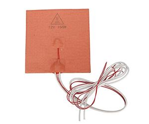 Omquot Cuscinetto riscaldante in gel di silice di precisione, resistente alle alte temperature, con adesivo sul retro per accessori per stampante 3D, 150 x 150 mm, arancione (12 V, 150 W)