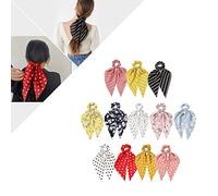 Omquot Elastico per Capelli Annodato a Nastro Colorato con Motivo Floreale Perfetto per Accessori Moda Donna, 12 Pezzi di Tessuto Morbido