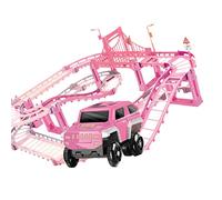 Omquot Giocattolo di Pista Elettrico, Auto da Corsa Sicuro e squisito, Giocattoli educativi per Bambini, Materiale: Plastica, 73 Accessori, stazione di servizio, Auto, Palma da cocco (Rosa)