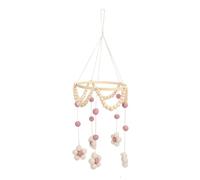 Omquot Giostrina da Appendere per Neonati con Adorabile Motivo a Margherite per un Sonno Rilassante - Decorazione Fatta a Mano per la Cameretta - Design in Legno e Cotone 19,5 X 60 Cm (Rosa)