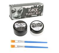 Omquot Kit di pittura facciale scheletro di cranio, vernice corporea nera e bianca per carnevali di Halloween, materiale ABS