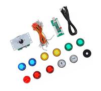 Omquot Kit Joystick Fai-da-te con Pulsanti Illuminati per Controller di Gioco Personalizzati con connettività USB per la Configurazione di Gioco per PC