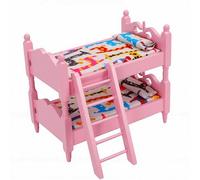 Omquot Letto a castello in miniatura per la casa delle bambole, senza pericolo per un gioco immaginativo per gli amanti della casa delle bambole (rosa)